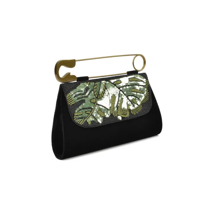 Unique Safety Pin Black Bag